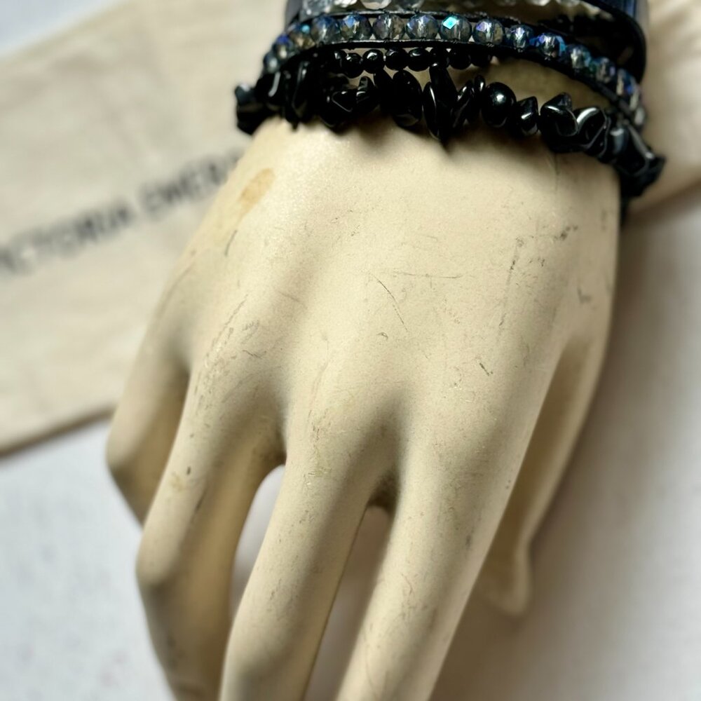 VICTORIA EMERSON MULTI STRAND-LAYERED BOHO CUFF BRACELET SILVER TONE 7.3” - Picture 4 of 5